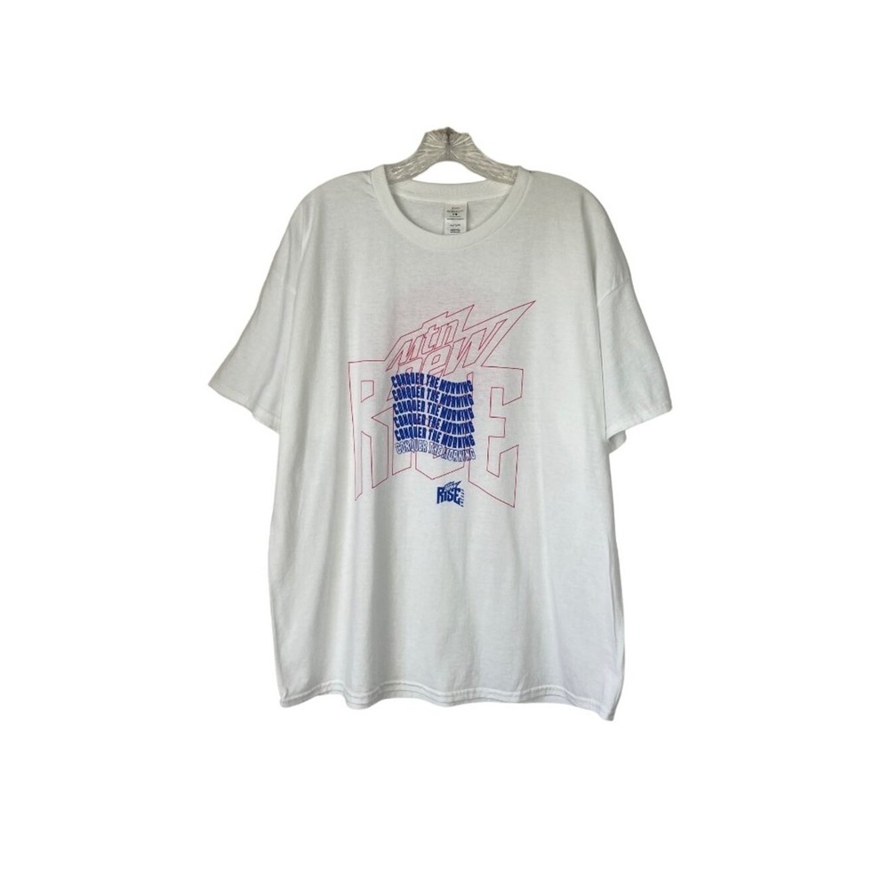 Mountain Dew Rise Tshirt Mens XL White Graphic Tee Hanes